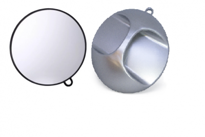 Round Plastic Mirror With Back Handle Grip (Silver)