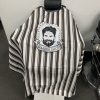 Dincer Cutting Cape D.chocolate  Strip With Logo Barber - Image 2