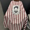 Dincer Cutting Cape Red Strip With Logo Barber Shop - Image 2