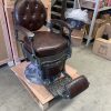 The Legend Chester Barber Chair Dark Chocolate leather-Matt Metal - Image 3