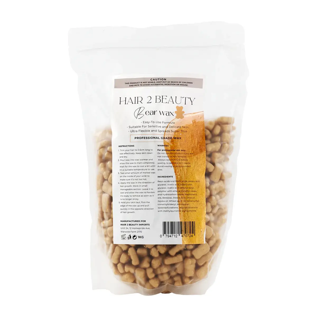Hair 2 Beauty Bear Wax 1kg - Gold