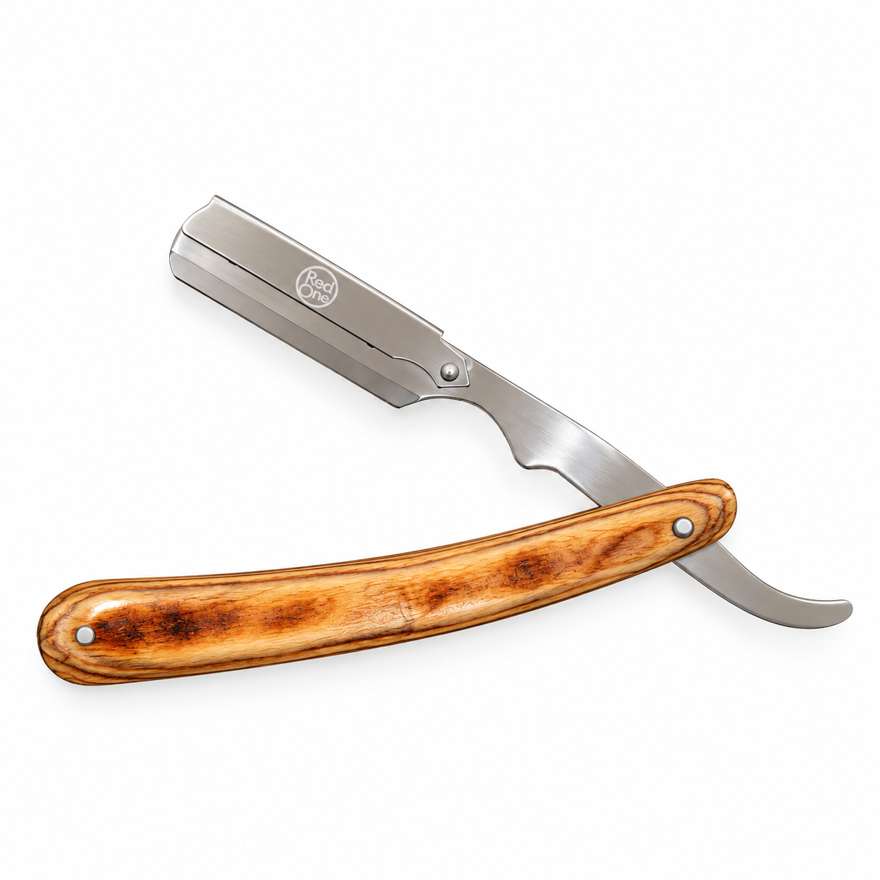 RedOne Professional Barber Straight Razor – Polished Steel Blade Holder with Wood Handle
